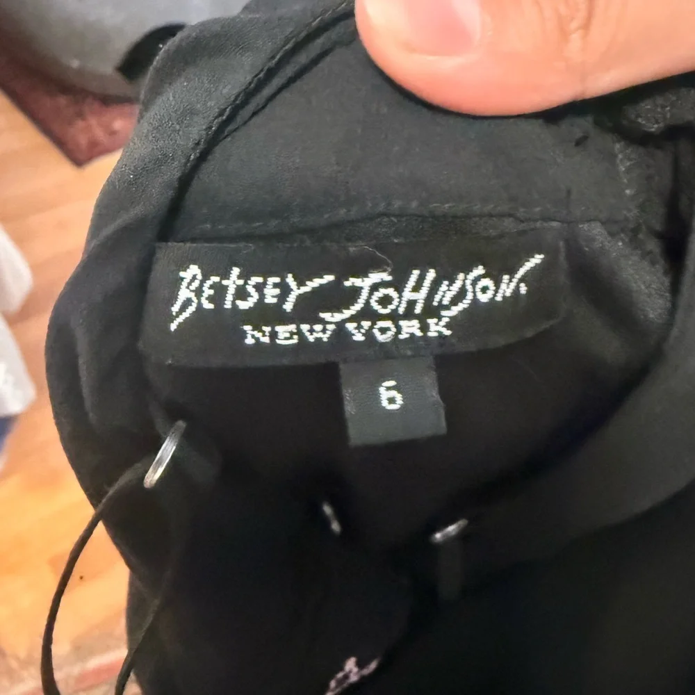 Vintage Betsey Johnson Black Maxi Dress with Floral Embroidery 100% Silk SOLD - Picture 10 of 11